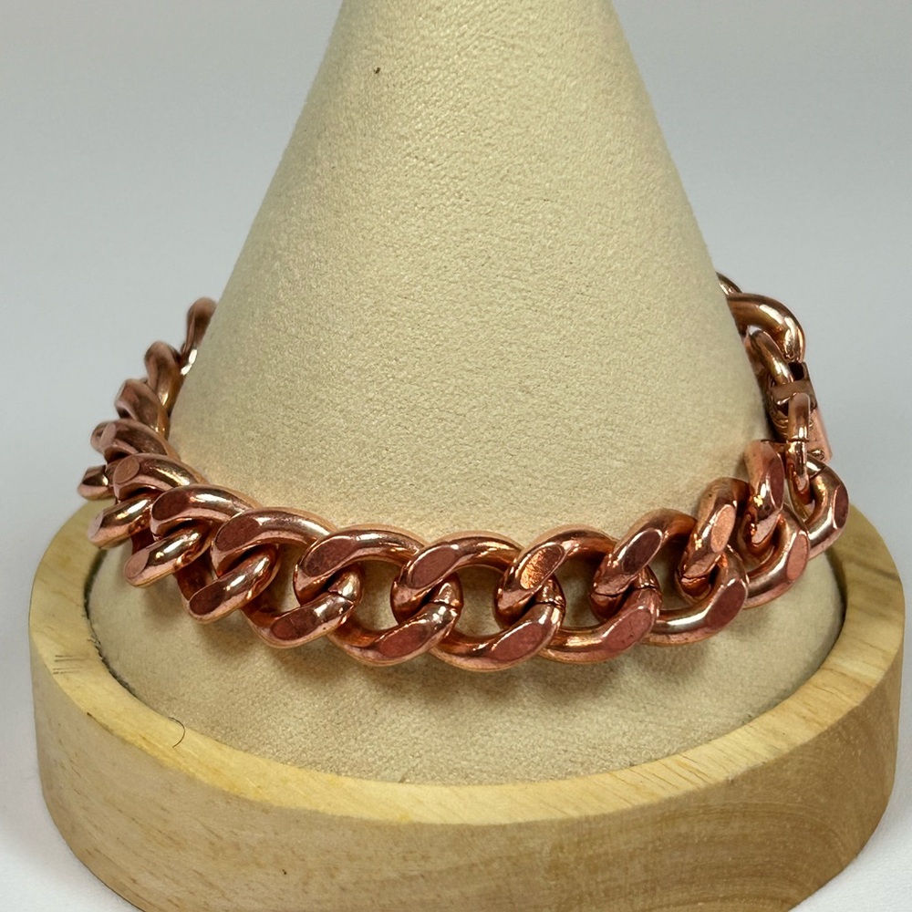 Men’s Unisex Large Heavy Copper Cuban Curb Chain Bracelet 8” 12mm Wide Health
